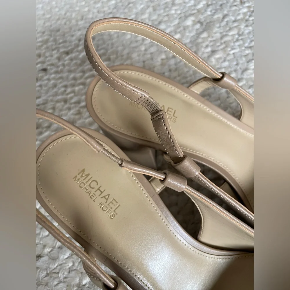 Michael Kors Tan Block Heel Sandals - Picture 3 of 11